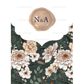 Προσκλητήριο Γάμου Floral Royal Green Bright