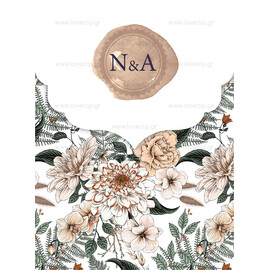 Προσκλητήριο Γάμου Floral Royal Green Dark