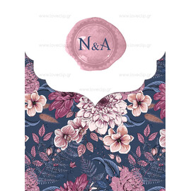 Προσκλητήριο Γάμου Floral Navy Blossom Bright
