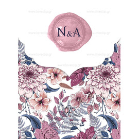 Προσκλητήριο Γάμου Floral Navy Blossom Dark