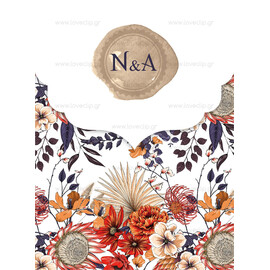 Προσκλητήριο Γάμου Floral Passion Bouquet Dark