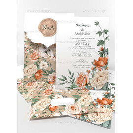 Προσκλητήριο Γάμου Floral Rose Boheme Bright