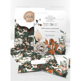 Προσκλητήριο Γάμου Floral Green Boheme Bright