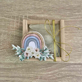 Μπομπονιέρα Βάπτισης Ξύλινο Κουτάκι Ουράνιο Τόξο