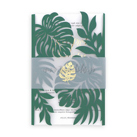 Προσκλητήριο Γάμου Tropical Με Κοπτικό Φύλλα Μονστέρας