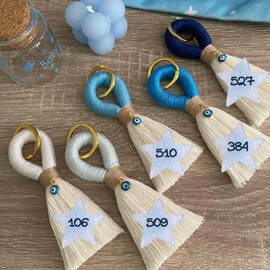 Κέρασμα Γέννας Για Αγόρι Μακραμέ Μπρελόκ Με Ματάκι