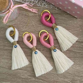 Κέρασμα Γέννας Για Κορίτσι Μακραμέ Μπρελόκ Με Ματάκι