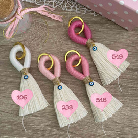 Κέρασμα Γέννας Για Κορίτσι Μακραμέ Μπρελόκ Με Ματάκι