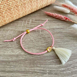 Μαρτυρικά Βάπτισης Βραχιολάκι Με Περαστό Σταυρό Και Φούντα