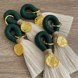 Μαρτυρικά Βάπτισης Μακραμέ Μπρελόκ Κυπαρισσί Με Αγιοκωνσταντινάτο