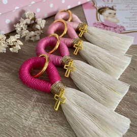 Μαρτυρικά Βάπτισης Μακραμέ Μπρελόκ Ροζ Αποχρώσεις