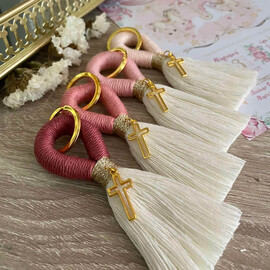 Μαρτυρικά Βάπτισης Μακραμέ Μπρελόκ Vintage Rose Αποχρώσεις