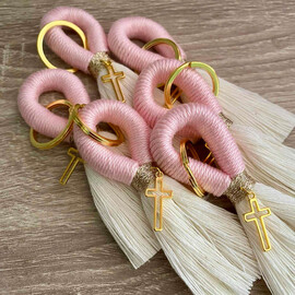 Μαρτυρικά Βάπτισης Μακραμέ Μπρελόκ Powder Pink