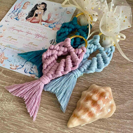 Μπομπονιέρα Βάπτισης Μακραμέ Μπρελόκ Ουρά Γοργόνας