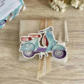 Μπομπονιέρα Βάπτισης Πουγκί Με Μαγνητάκι Βέσπα