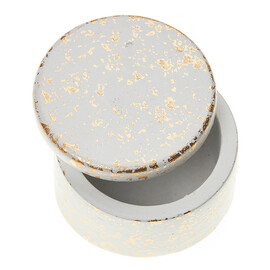 Μπομπονιέρα Γύψινη Στρογγυλή Μπιζουτιέρα Λευκό Χρυσό