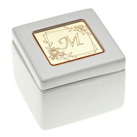 Μπομπονιέρα Γύψινη Τετράγωνη Μπιζουτιέρα Μονόγραμμα
