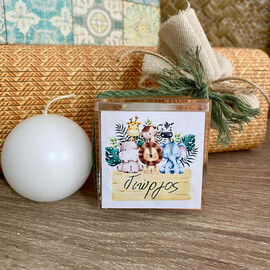 Μπομπονιέρα Κερί Σε Πλεξιγκλάς Κουτάκι Ζώα Της Ζούγκλας