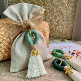 Μπομπονιέρα Πουγκί Με Μακραμέ Μπρελόκ Ελεφαντάκι