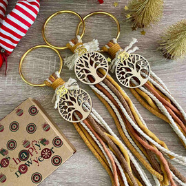 Γούρι 2025 Δέντρο Της Ζωής Με Κορδόνια Σε Χρυσό Στεφανάκι