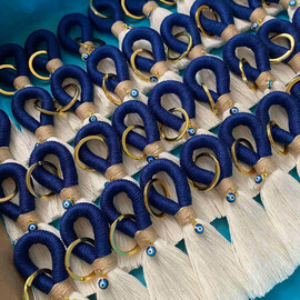 Κέρασμα Γέννας Για Αγόρι Μακραμέ Μπρελόκ Με Ματάκι