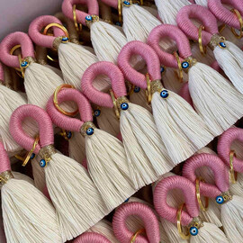 Κέρασμα Γέννας Για Κορίτσι Μακραμέ Μπρελόκ Με Ματάκι