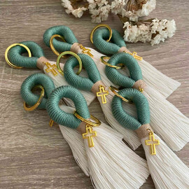 Μαρτυρικά Βάπτισης Μακραμέ Μπρελόκ Πράσινες Αποχρώσεις