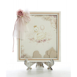 Σετ Βάπτισης Για Κορίτσι Κύκνος - Κορνίζα Ευχών