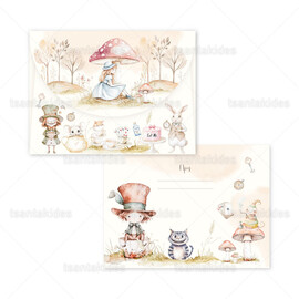 Προσκλητήριο Βάπτισης Για Κορίτσι Αλίκη Στη Χώρα Των Θαυμάτων 1907