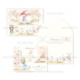 Προσκλητήριο Βάπτισης Για Κορίτσι Αλίκη Στη Χώρα Των Θαυμάτων 1907