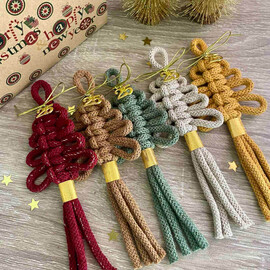 Γούρι 2025 Μακραμέ Χριστουγεννιάτικο Δέντρο Έλατο