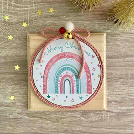 Χριστουγεννιάτικο Ξύλινο Καδράκι Ουράνιο Τόξο TS341