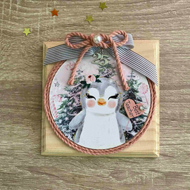 Χριστουγεννιάτικο Ξύλινο Καδράκι Πιγκουινάκι Για Τη Δασκάλα