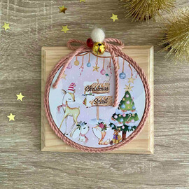 Χριστουγεννιάτικο Ξύλινο Καδράκι Ζωάκια Του Δάσους