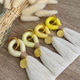 Μαρτυρικά Βάπτισης Μακραμέ Μπρελόκ Yellow And Gold Αποχρώσεις