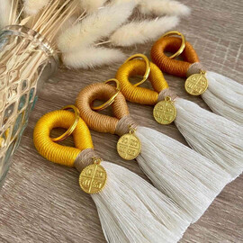 Μαρτυρικά Βάπτισης Μακραμέ Μπρελόκ Yellow And Gold Αποχρώσεις