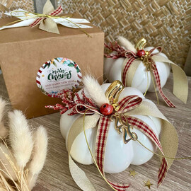 Γούρι 2026 Λευκή Κεραμική Κολοκύθα