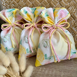 Μπομπονιέρα Βάπτισης Πουγκί Με Εκτύπωση Λεμόνι - TS280