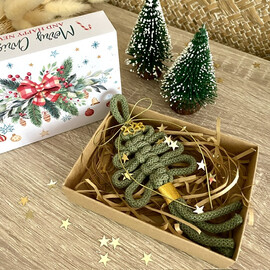 Γούρι 2026 Μακραμέ Χριστουγεννιάτικο Δέντρο Έλατο Eucalyptus Green