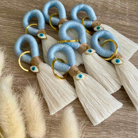 Κέρασμα Γέννας Για Αγόρι Μακραμέ Μπρελόκ Με Ματάκι