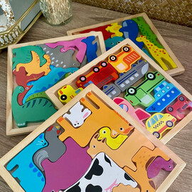 Ξύλινο 3D Πάζλ 16x16cm Μιξ Σχεδίων