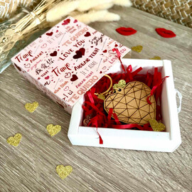 Ξύλινο Μπρελόκ Αγίου Βαλεντίνου Καρδιά “Diamond Heart”