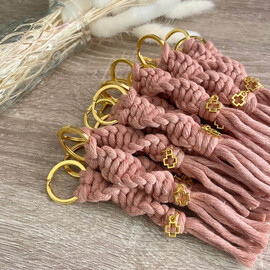 Μακραμέ Μαρτυρικά Βάπτισης Μπρελόκ Spiral Knot Blush