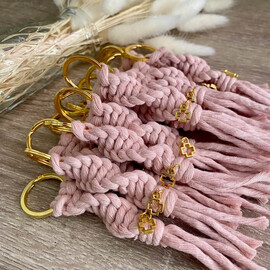Μακραμέ Μαρτυρικά Βάπτισης Μπρελόκ Spiral Knot Pastel Pink