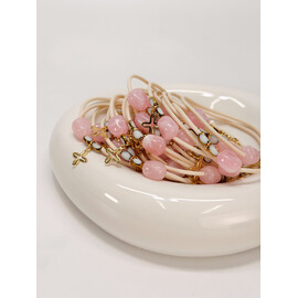 Μαρτυρικό Βραχιόλι Celfie & Co R-22 | Stainless Steel Σταυρός & Ροζ Χάντρα