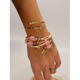 Μαρτυρικό Βραχιόλι Celfie & Co R-22 | Stainless Steel Σταυρός & Ροζ Χάντρα