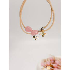 Μαρτυρικό Βραχιόλι Celfie & Co R-22 | Stainless Steel Σταυρός & Ροζ Χάντρα