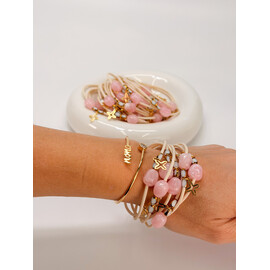 Μαρτυρικό Βραχιόλι Celfie & Co R-22 | Stainless Steel Σταυρός & Ροζ Χάντρα