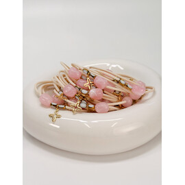 Μαρτυρικό Βραχιόλι Celfie & Co R-22 | Stainless Steel Σταυρός & Ροζ Χάντρα