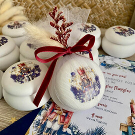 Χριστουγεννιάτικη Μπομπονιέρα Βάπτισης Βαζάκι Macaron Καρυοθραύστης